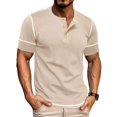 thumbnail image 1 of SWSMCLT Men's Button Henley Shirt Pull On Cotton Elasthane Breathable Spring Regular Fit Tee Comfy Shirt Casual Apricot 3X-Large, 1 of 5