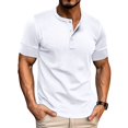 thumbnail image 1 of SWSMCLT Men's Button Henley Shirt Pull On Cotton Elasthane Breathable Spring Regular Fit Tee Comfy Shirt Casual White 3X-Large, 1 of 5