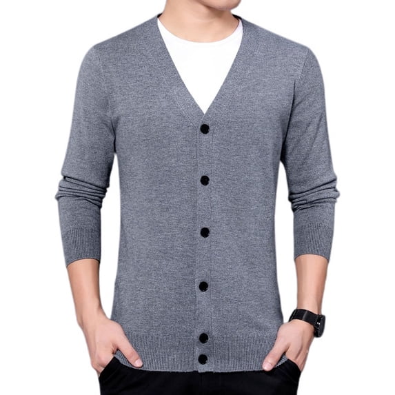SWSMCLT Men's Button Knit Soft Fitted Casual Long Sleeve Cardigan Fall Cardigans Single Breasted Outerwear Dark Grey 36