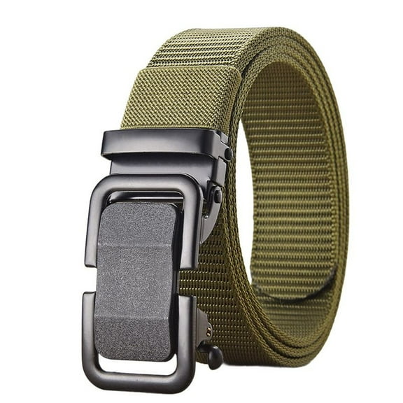 SWSMCLT Men's Canvas Belt Fashion Camping Classic Basic Summer Fabric Belt Braided Belt Buckle Square Casual Green Small-Large