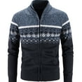 thumbnail image 1 of SWSMCLT Men's Cardigan Holiday Thick Full Zip Knit Winter Long Sleeve Sweater Fall Cozy Lined Warm Outerwear Blue Medium, 1 of 1