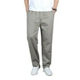 thumbnail image 1 of SWSMCLT Men's Cargo Casual Pants Work Utility Pants Long Trousers Cotton Straight Leg Summer Elastic Waist Light Grey 44, 1 of 4