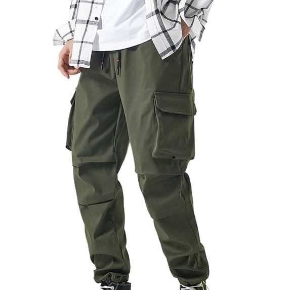 SWSMCLT Men's Cargo Pants Drawstring Ankle Elastic Waist Casual Closed Bottom Relaxed Loose Fit Baggy Joggers Pants Fashion Work Utility Pockets 75Army Green Large