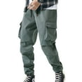 thumbnail image 1 of SWSMCLT Men's Cargo Pants Drawstring Ankle Elastic Waist Casual Closed Bottom Relaxed Loose Fit Baggy Joggers Pants Fashion Work Utility Pockets 75Grey Medium, 1 of 4
