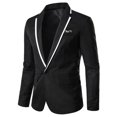 thumbnail image 1 of SWSMCLT Men's Casual Blazer Jacket Solid Cotton One Button Suit Jacket Flap Pocket Sport Coats & Blazers Long Sleeve Slim Fit Party Notch Lapel Black 34, 1 of 2