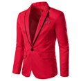 thumbnail image 1 of SWSMCLT Men's Casual Blazer Jacket Solid Cotton One Button Suit Jacket Flap Pocket Sport Coats & Blazers Long Sleeve Slim Fit Party Notch Lapel Red 46, 1 of 2