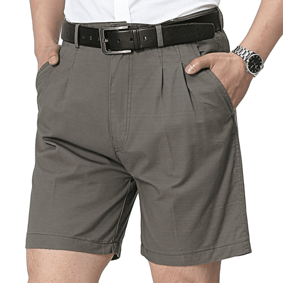 SWSMCLT Men's Casual Chino Short Work Mid-thigh Flat Front Dress Shorts Length Classic-fit Full Cotton Summer Lightweight with Pocket Dark Grey 38