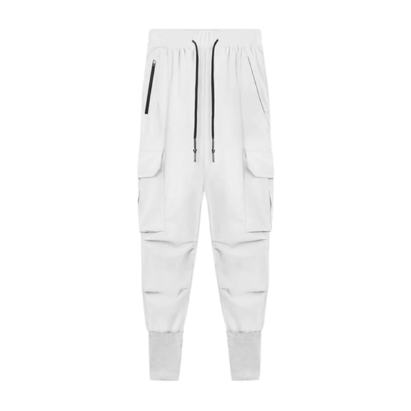 SWSMCLT Men's Casual Pants Lightweight Cargo Pants Camo Sweatpants Drawstring Track Pants Soft Fashion Thin Pocket Ankle White Small