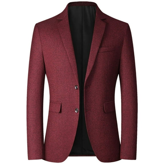 SWSMCLT Men's Casual Suit Jacket Slim Fit Suit Separate Sport Coat Business Winter Button Spring Welt Pocket Burgundy Small