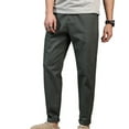 thumbnail image 1 of SWSMCLT Men's Chino Pants Solid Cotton Fitted Trousers Casual Pants Lightweight Stretch Cuffed Flat Front Ankle Length Slim Fit Tapered Leg Harem Streetwear Army Green Military Olive 30, 1 of 5