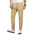 thumbnail image 1 of SWSMCLT Men's Chino Pants Solid Cotton Fitted Trousers Casual Pants Lightweight Stretch Cuffed Flat Front Ankle Length Slim Fit Tapered Leg Harem Streetwear Khaki Beige 44, 1 of 5
