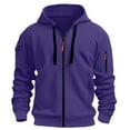thumbnail image 1 of SWSMCLT Men's Comfy Hoodies Coats Flap Pocket Hood Long Sleeve Regular Fit Ribbed Hooded Sweatshirt Full Zip Purple 3X-Large, 1 of 3