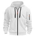 thumbnail image 1 of SWSMCLT Men's Comfy Hoodies Coats Flap Pocket Hood Long Sleeve Regular Fit Ribbed Hooded Sweatshirt Full Zip White XX-Large, 1 of 4
