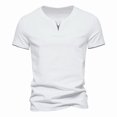 thumbnail image 1 of SWSMCLT Men's Comfy Shirt Fashion Blouse Cotton Pull On Casual Notch Neck Short Sleeve Tee Fall Spring Regular Fit White Large, 1 of 5