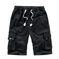 thumbnail image 1 of SWSMCLT Men's Cotton Bermuda Shorts Pocket Summer Work Utility Pants Cargo Shorts Mid Rise Soft Loose Fit Comfy Black 44, 1 of 4