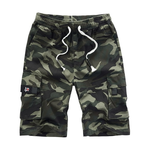 SWSMCLT Men's Cotton Bermuda Shorts Pocket Summer Work Utility Pants Cargo Shorts Mid Rise Soft Loose Fit Comfy Camo 42