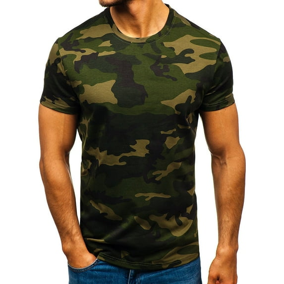 SWSMCLT Men's Cotton Blend Tshirt Sports Lightweight Short Sleeve T Shirt Fashion Crew Neck Summer Top Army Green Large