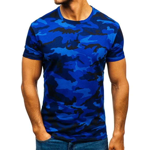 SWSMCLT Men's Cotton Blend Tshirt Sports Lightweight Short Sleeve T Shirt Fashion Crew Neck Summer Top Navy Large