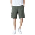thumbnail image 1 of SWSMCLT Men's Cotton Cargo Shorts Mid Rise Shorts Gym Cargo Elastic Casual Bermuda Walking Shorts Knee Length Pocket Army Green 32, 1 of 4