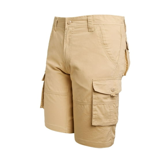 SWSMCLT Men's Cotton Cargo Shorts Summer Travel Casual Shorts Lightweight Bermuda Shorts Slim Fit Pocket Hiking 07Khaki 30