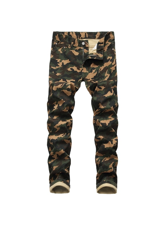 Men's Cotton Classic Denim Camo Jeans Comfy Chic Pants Slim Fit Fashion Printed Patterned3 28