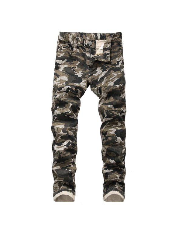 Men's Cotton Classic Denim Camo Jeans Comfy Chic Pants Slim Fit Fashion Printed Patterned4 30