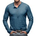 thumbnail image 1 of SWSMCLT Men's Cotton Henley Shirt Soft Fall Top 7 Button Henleys Long Sleeve Slim Fit T-Shirt Fashion Casual Lightweight Blue XX-Large, 1 of 5