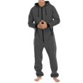 thumbnail image 1 of SWSMCLT Men's Cotton Onesies Pajamas Warm Long Sleeve Fall One Piece Sleepwear Hooded Soft Spring Winter Long Dark Grey X-Large, 1 of 5