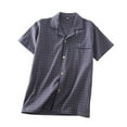 thumbnail image 1 of SWSMCLT Men's Cotton Pjs Top Soft Sleepwear Comfy Breathable Spring Trendy Loungewear Short Sleeve V Neck Button Dark Grey X-Small, 1 of 1