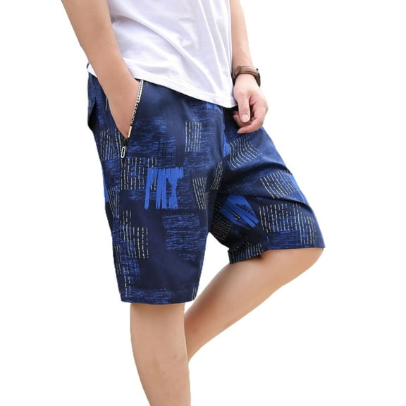 SWSMCLT Men's Cotton Shorts Beach Beach Pants Short Casual Shorts Swimming Hawaiian Mid Rise Summer Fashion 8Royal Blue Medium