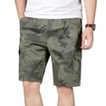 thumbnail image 1 of SWSMCLT Men's Cotton Shorts Mid Rise Outdoor Cargo Shorts Bermuda Shorts Knee Length Pocket Lounge Summer Green Small, 1 of 4