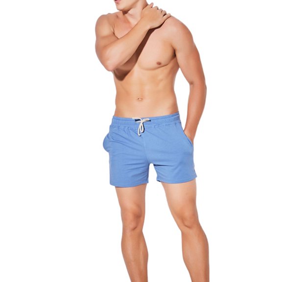 SWSMCLT Men's Cotton Soft Spandex Slim Fit Tight Pocket Lightweight Track Pants Running Sweatpants Gym Shorts Blue Medium