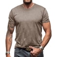 thumbnail image 1 of SWSMCLT Men's Cotton T Shirt Slim Fit Fall Basic Casual Date Night Spring Home Stretch Top Shirt Soft Crew Neck Khaki Small, 1 of 5