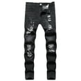 thumbnail image 1 of SWSMCLT Men's Distressed Jeans Denim Jeggings Slim Fit Pants Mid Rise Trousers Denim Ripped Chic Black 34, 1 of 2