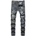 thumbnail image 1 of SWSMCLT Men's Distressed Jeans Denim Jeggings Slim Fit Pants Mid Rise Trousers Denim Ripped Chic Grey 28, 1 of 2