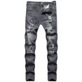 thumbnail image 1 of SWSMCLT Men's Distressed Jeans Denim Jeggings Slim Fit Pants Mid Rise Trousers Denim Ripped Chic Grey 32, 1 of 2