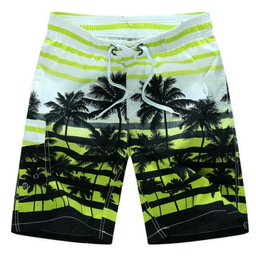 SWSMCLT Men's Elastic Waist Quick Dry SwimmingSwim Trunks Beach Casual Summer Beach Shorts With Mesh Lining Pockets Yellow 30