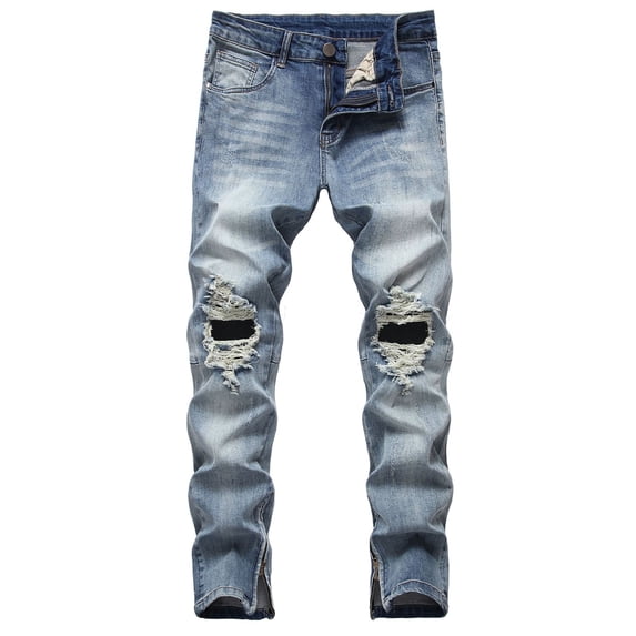 SWSMCLT Men's Fall Denim Pant Stretch Jeans Chic Pants Stretchy Comfy Breathable Blue 28