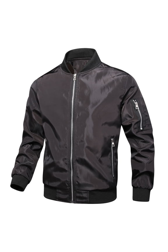 Men's Fall Top Full Zip Jacket Military Mock Neck Jackets Fashion Summer Pocket Streetwear Loose Black Small