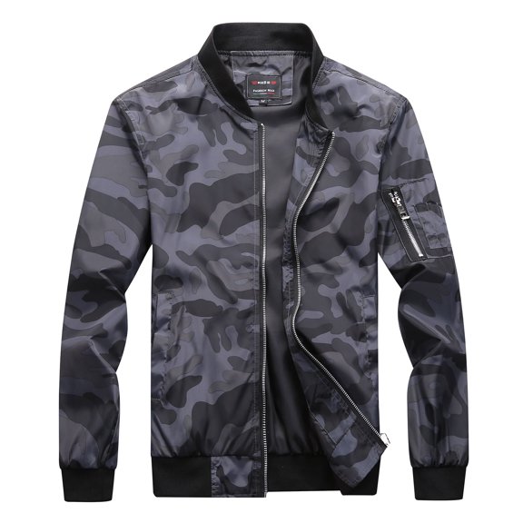 SWSMCLT Men's Fall Top Full Zip Jacket Military Mock Neck Jackets Fashion Summer Pocket Streetwear Loose Dark Grey X-Large