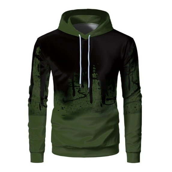 SWSMCLT Men's Fashion Hoodie Designer Slim Fit Cotton Winter Warm Fleece Comfy Hooded Sweatshirt Long Sleeve Hooded Top Green Small
