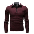 thumbnail image 1 of SWSMCLT Men's Fashion Winter Polo Shirt Long Sleeve Top Soft Sweater Cable Knit Zip Knit Thermal Half Zip Cozy Burgundy Medium, 1 of 1