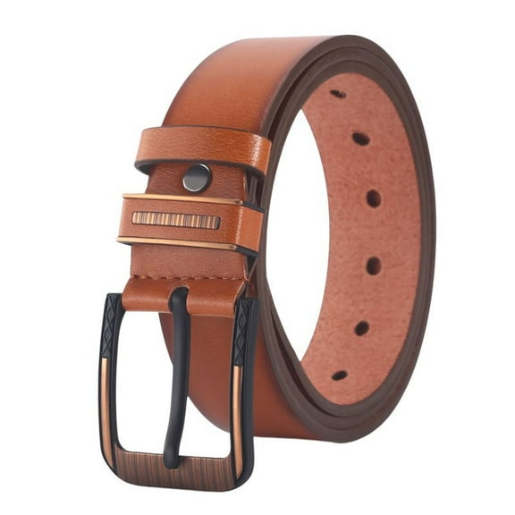 SWSMCLT Men's Faux Leather Belt Fashion Groove Belt Dress Spring Adjustable Belts Summer Fall Business Casual Umber2 X-Small-Large