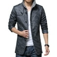 thumbnail image 1 of SWSMCLT Men's Faux Leather Jacket Casual Furry Single Breasted Jackets & Coats Fuzzy Fleece Lining Plush Sherpa Lined Winter Fall Long Sleeve Slim Fit Jacket Grey 48, 1 of 1