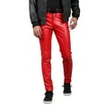 thumbnail image 1 of SWSMCLT Men's Faux Leather Leggings Skinny Winter Mardi Gras Dance Pants Ankle Soft Snow Stretch Outfit Red 34, 1 of 4