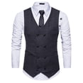 thumbnail image 1 of SWSMCLT Men's Fitted Sleeveless Suit Vest Double Breasted Waistcoat Cotton Business Formal Top Black 42, 1 of 3