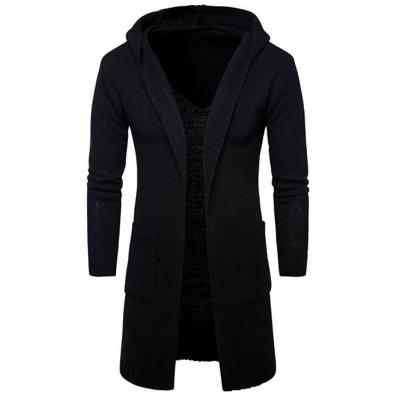 SWSMCLT Men's Fitted V Neck Casual Duster Cardigan Cardigan Sweater Soft Cardigan Sweaters Black Large