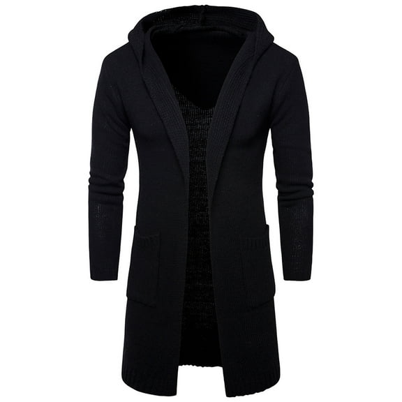 SWSMCLT Men's Fitted V Neck Casual Duster Cardigan Cardigan Sweater Soft Cardigan Sweaters Black Small