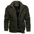 thumbnail image 1 of SWSMCLT Men's Fluffy Windbreaker Cotton Warm Thermal Outerwear Slim Fit Winter Coats Soft Sherpa Plush Fleece Jackets Fall Zip Up Hoodie Hooded Army Green Large, 1 of 3