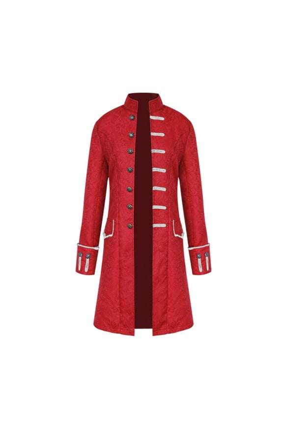 Men's Frock Coat Halloween Medieval Joker Jacket Tailcoat Outfit Vintage Cosplay Long Sleeve Dance Winter Spring Fitted Coat Red Medium